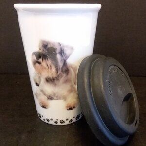 Little Gifts I Love My Schnauzer Ceramic Coffee Travel Mug w/ Silicone Lid 12 oz